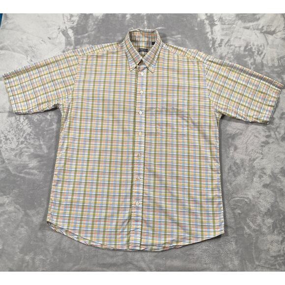 Gitman Bros Shirt Large Plaid Short Sleeve Button Down Casual USA Made Cotton - Picture 2 of 8